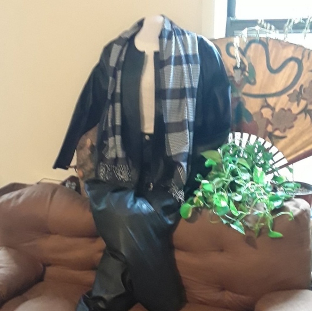 Newport News Black Leath Pants Suit